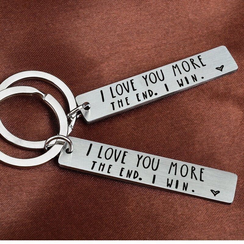 💖I Love You More The End I Win"Funny Keychain-- 🎁A personalised gift for him/her