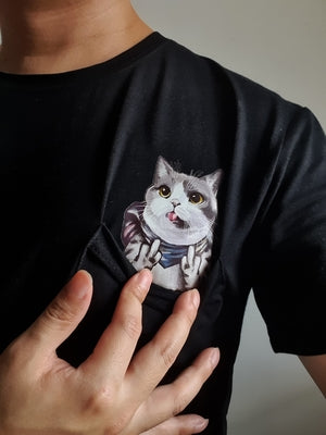 😾🖕Pocket Middle Finger Cat T-Shirt(Buy 2 Free Shipping)