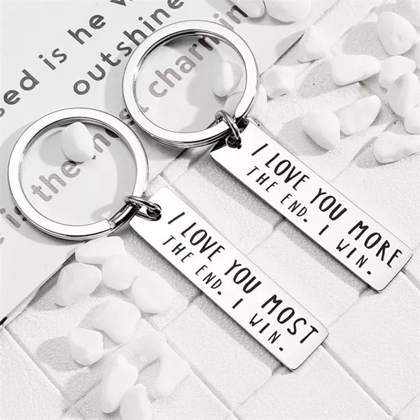 💖I Love You More The End I Win"Funny Keychain-- 🎁A personalised gift for him/her