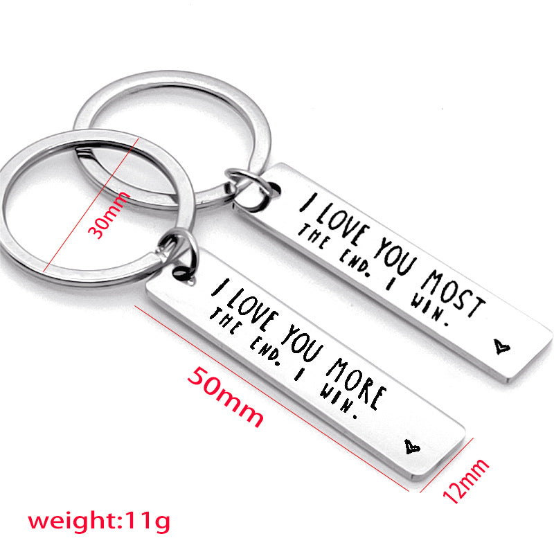 💖I Love You More The End I Win"Funny Keychain-- 🎁A personalised gift for him/her