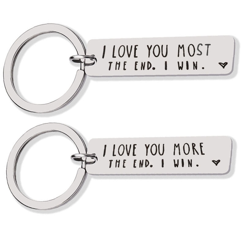 💖I Love You More The End I Win"Funny Keychain-- 🎁A personalised gift for him/her