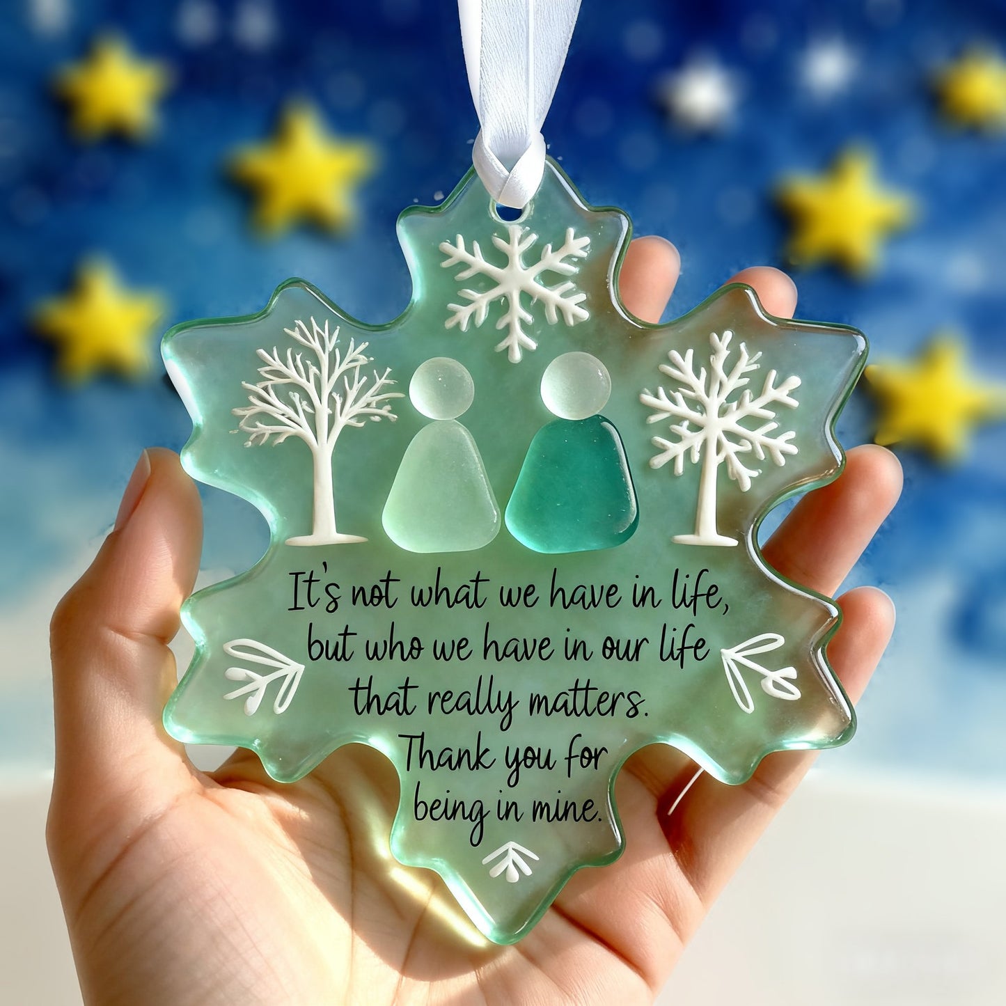 🌊Snowflake-Shaped Sea Glass Thank You Keepsake❄✨ Shaped by Nature & Crafted by Hand!