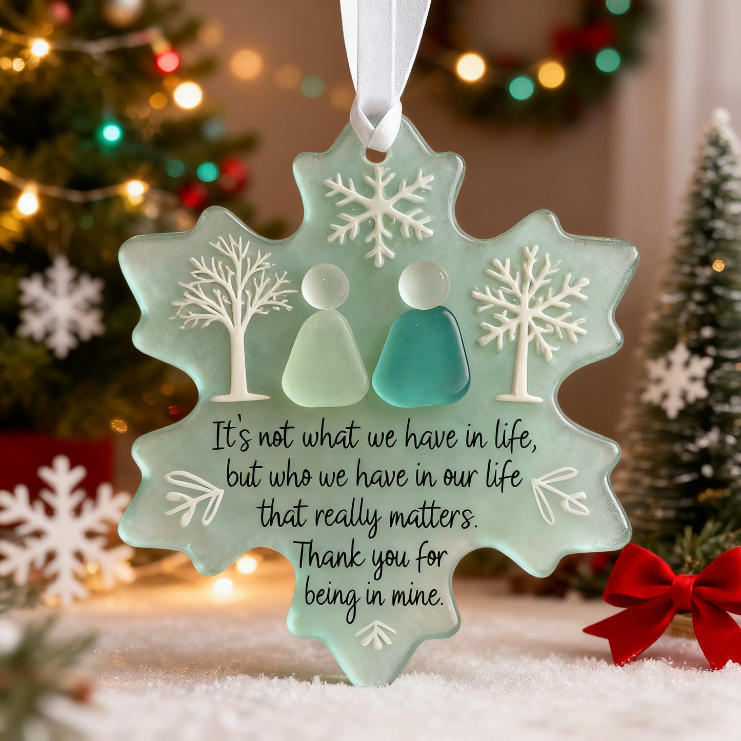 🌊Snowflake-Shaped Sea Glass Thank You Keepsake❄✨ Shaped by Nature & Crafted by Hand!