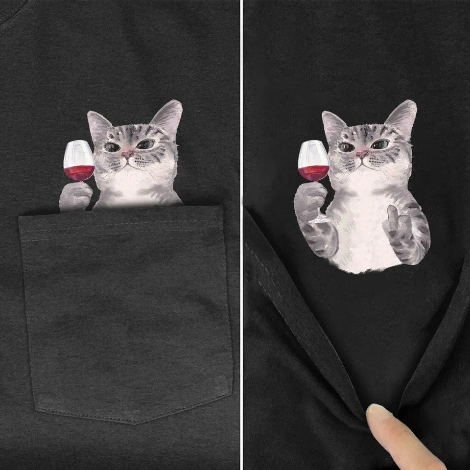 😾🖕Pocket Middle Finger Cat T-Shirt（Buy 2 Free Shipping）