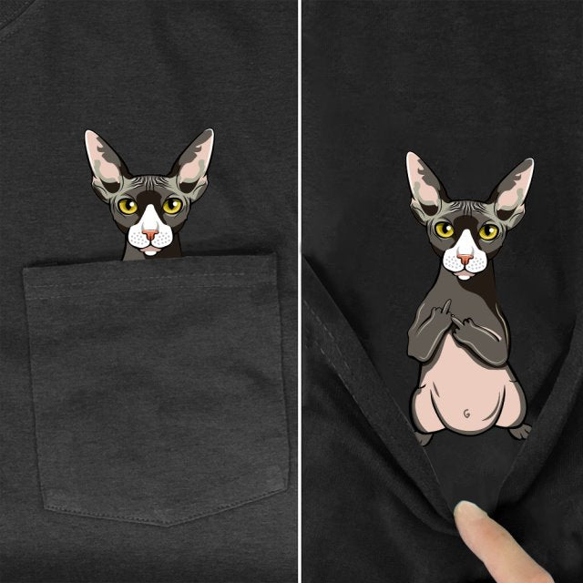 😾🖕Pocket Middle Finger Cat T-Shirt（Buy 2 Free Shipping）